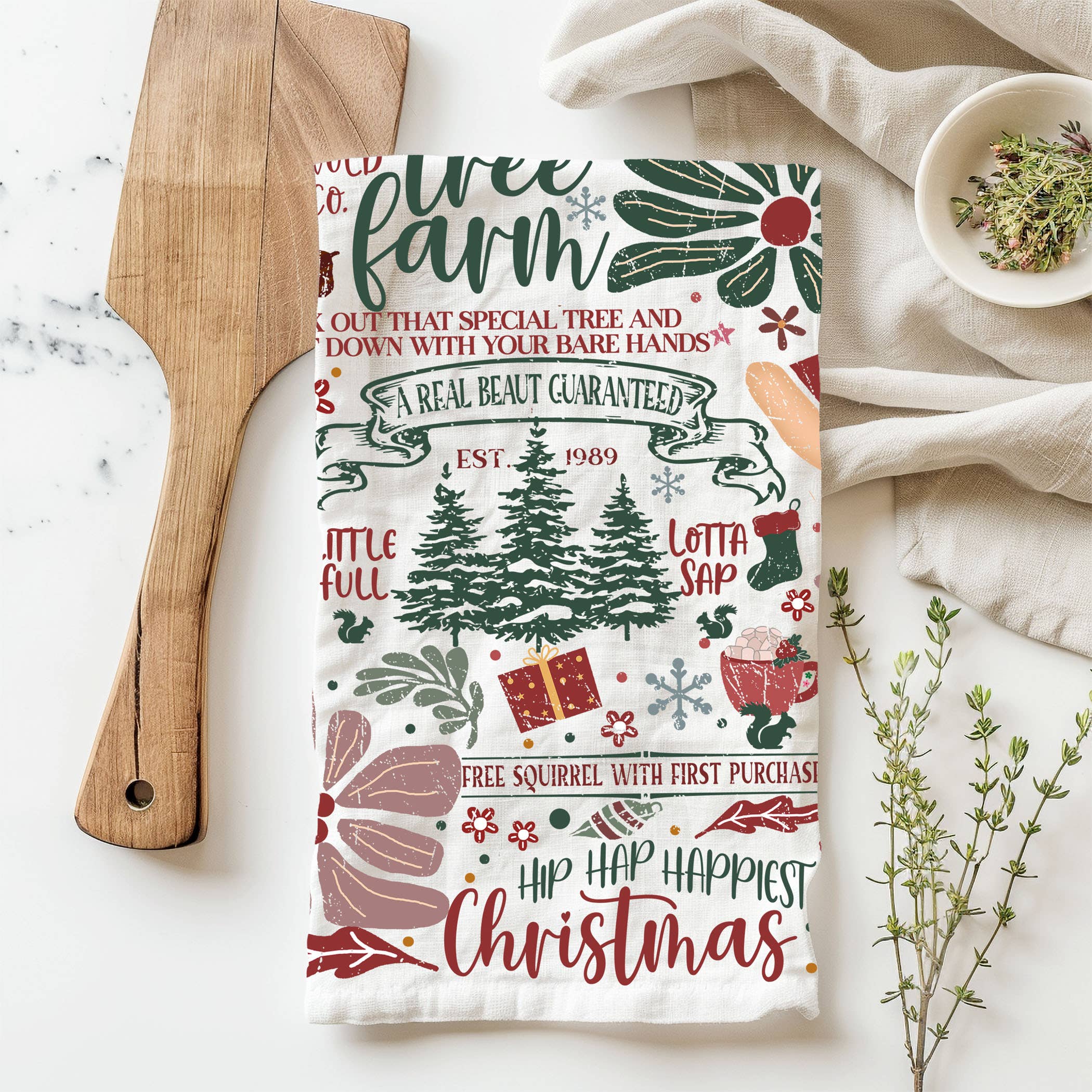 Gia Roma - Wholesale Tea Towel - Vintage Santa Holiday Kitchen Towel & Decor | Pink Christmas84