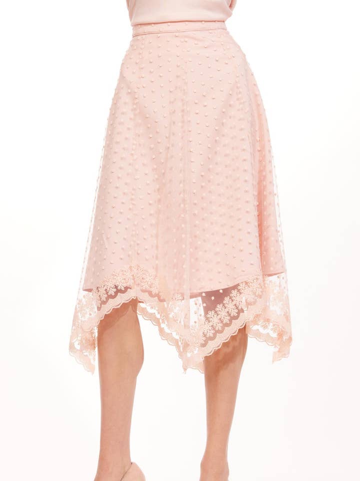 Leriel Midi Skirt - Pink Blushing Dot for wholesale by Eva Franco