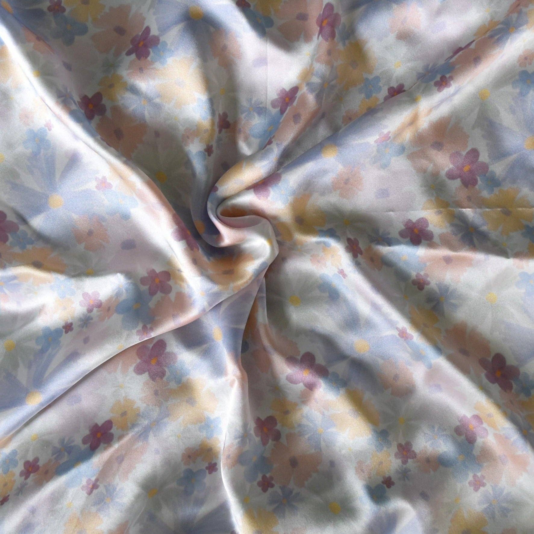 Hello Ilona - Wholesale Scarf - Women's - Painted Floral 100% Mulberry Silk Scarf - White1