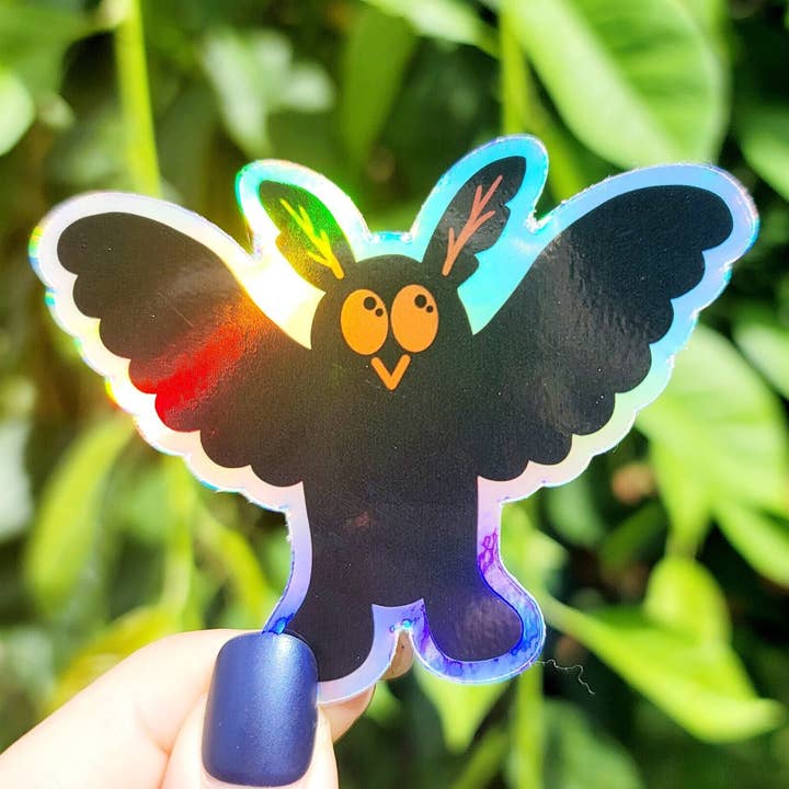 Mothman Sticker, Holographic Sticker, Mothman Gifts for wholesale by The Dungeon Rose