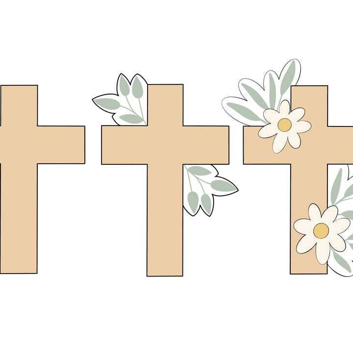 Cross, Cross with Greenery, Cross with Florals and Greenery for wholesale by Maison’s Custom Cutters