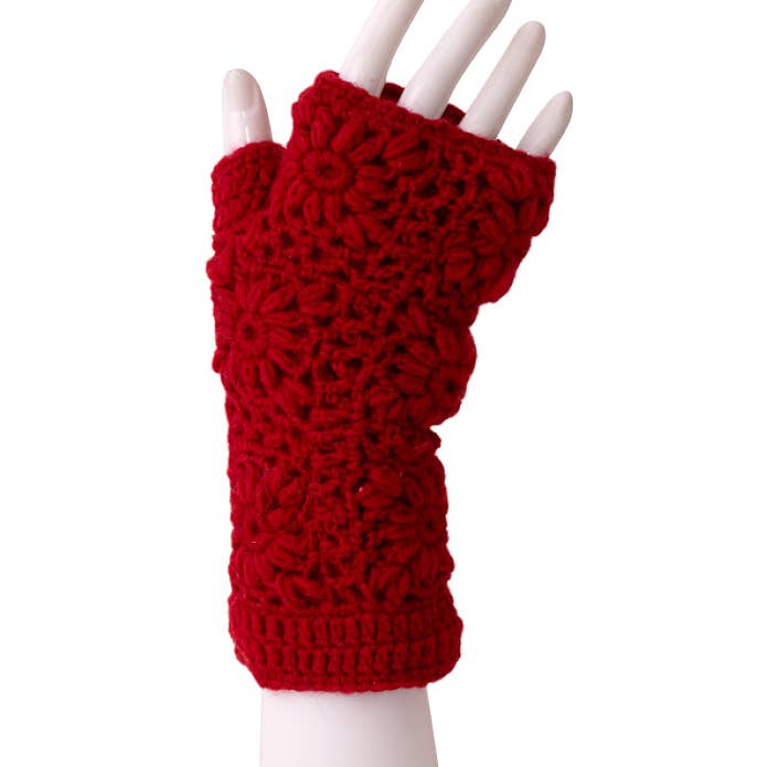 Knit Flower Pattern Handwarmers for wholesale by Benjamin International