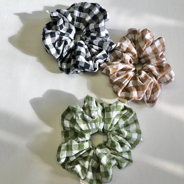Billy Bamboo - Wholesale Scrunchie - Women's - GINGHAM SCRUNCHIES - neutral