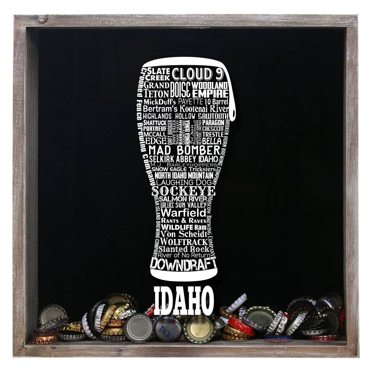 Torched Products – Großhandel 3D-Wandkunst – Cap Collector-Beer Typografie Shadow Box — Farmhouse Antique10