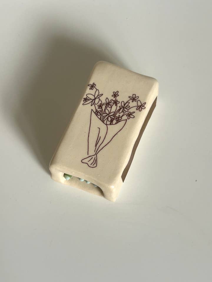 Handmade Daisy Bouquet Matchbox for wholesale by Cup Half Full Ceramics