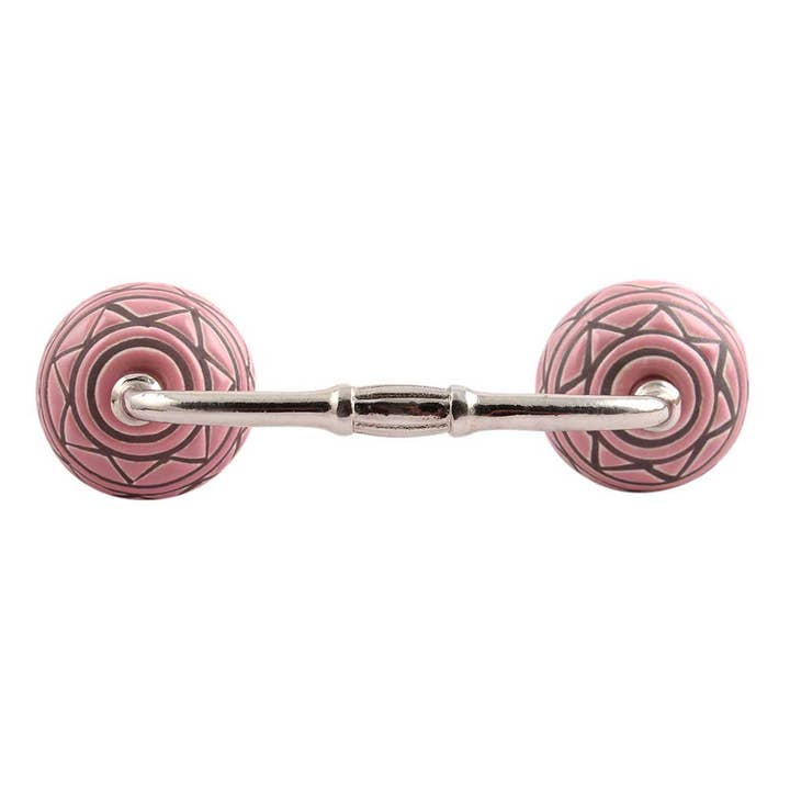 Poignées de tiroir durables en céramique rose, lot de 12 pièces pour la vente par Daana Paani LLC