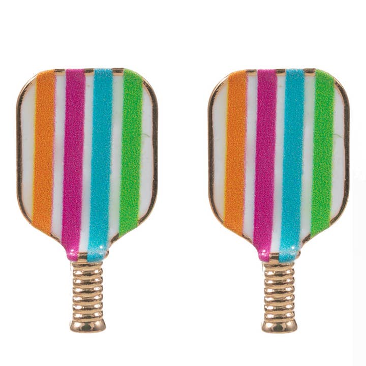 Designature New York - Wholesale Stud/Post Earrings - Sports Pickleball Enamel W Pattern Post Earrings