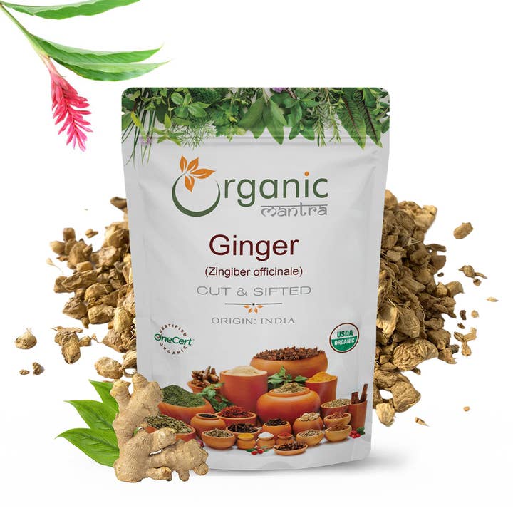 Ginger (Zingiber officinale Roscoe)- Cut & Sifted for wholesale by Organic Mantra