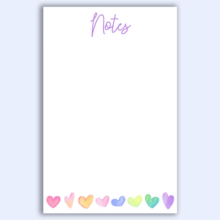 Watercolor Hearts Notepad for wholesale by The Cornerstone Studio