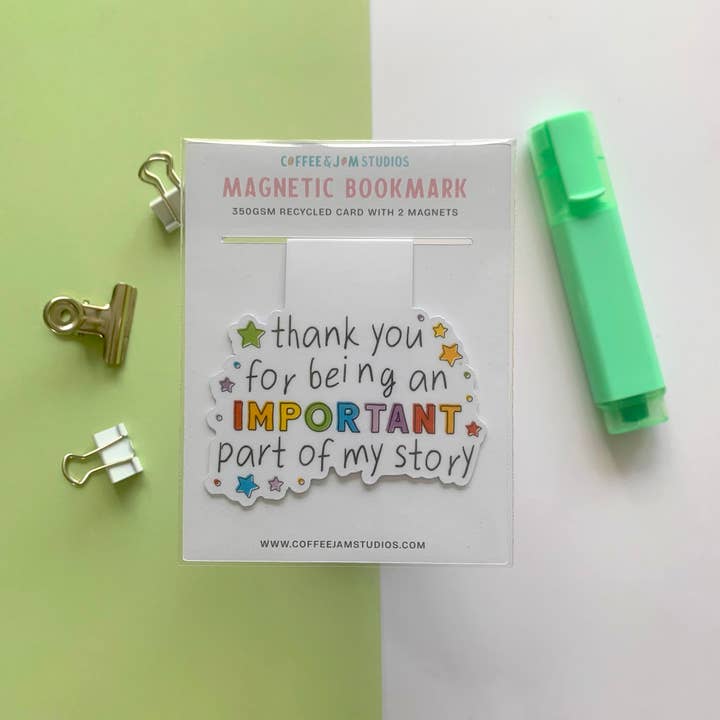 Important Part Story – Recycled Magnetic Bookmark for wholesale by Coffee & Jam Studios