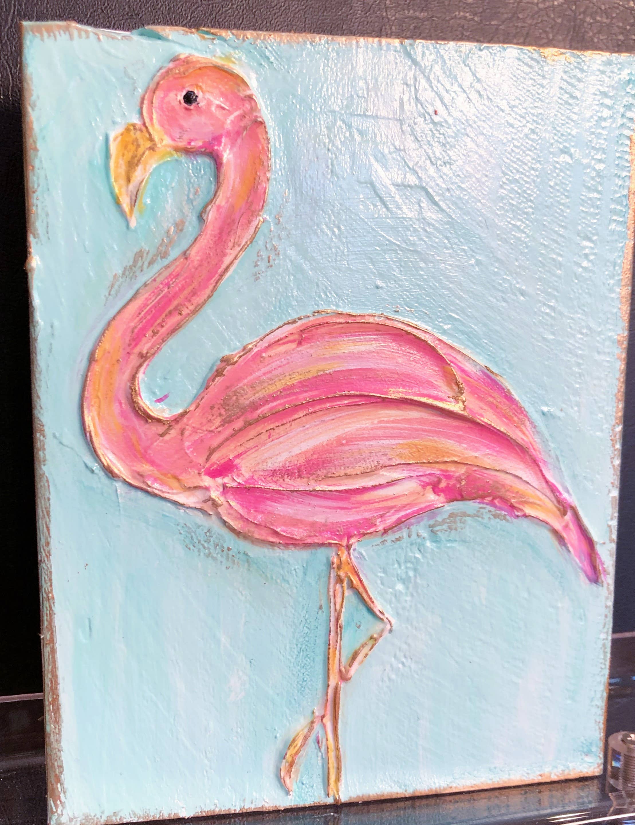 Coddiwomple - Wholesale Painting/Drawing - Pink Flamingo handmade painted coastal beach nautical0