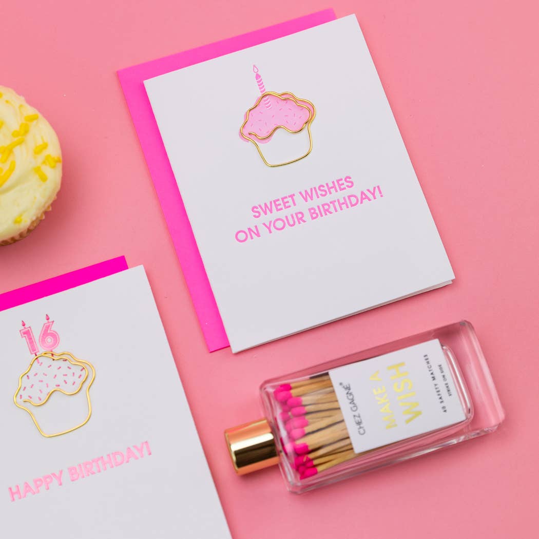 Chez Gagné - Wholesale Everyday Greeting Card - Sweet Wishes On Your Birthday - Birthday - Cupcake Paperclip Card5