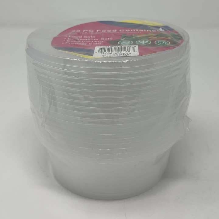 USA HomeMax - Wholesale Food storage container - 20pc 300ml & 16pc 500ml Plastic Container Round0