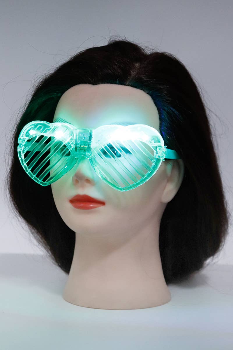Cap Zone – wholesale Sunglasses – Women's – Heart Goggle LED Light-Up Shutter Shades Glasses1