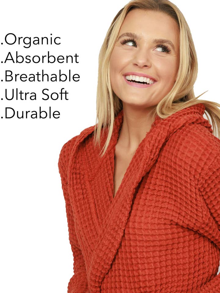 Terracotta Organic Waffle Hooded Bathrobe and other Purchase Wholesale turkish waffle robe. Free Returns & Net 60 Terms on Faire trending on Faire.