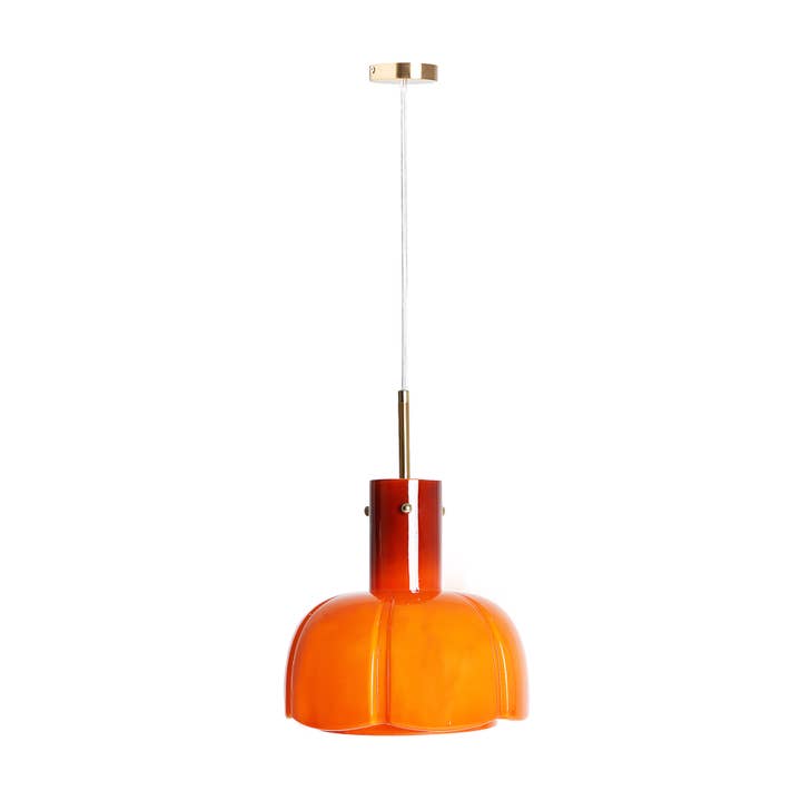 Kodu - Wholesale Chandelier/Hanging Light - Hanging glass lamp in solid orange color, 25x25x1