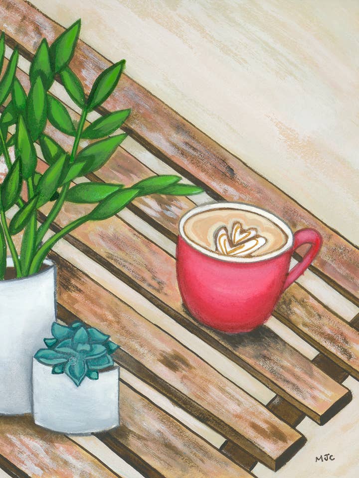 Coffee and ZZ Plant Print for wholesale by Mary Julia Craft