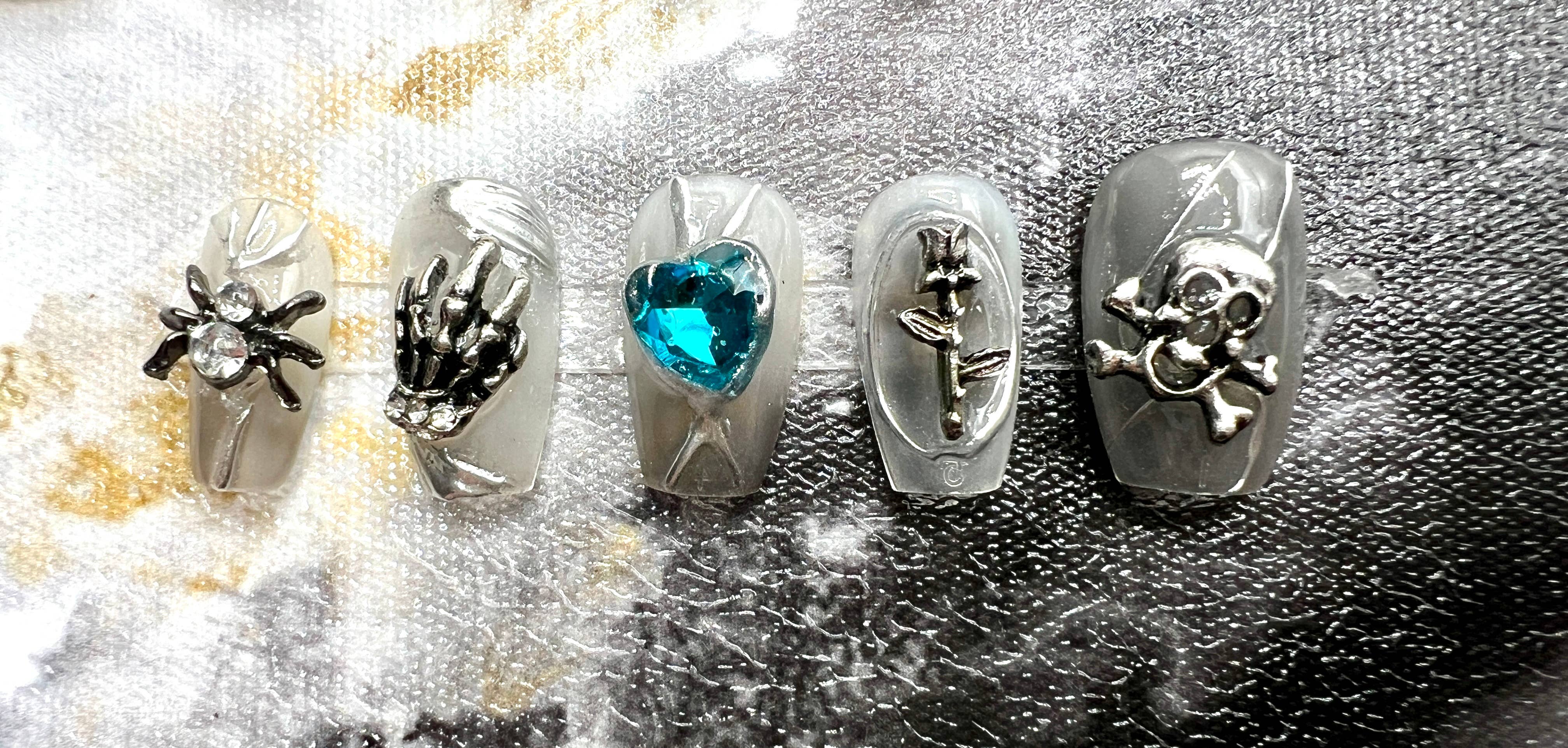 KTNN Studio Inc. - Wholesale Press-On/Fake Nails - Deluxe 100% Hand Made press on nails - Y2k Metal1