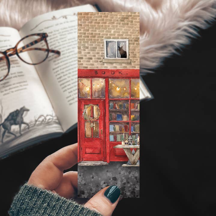 Winter Book Store Cozy Watercolor Bookmark for wholesale by Mirkwood Scribes