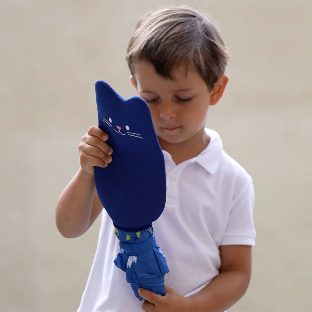 Balvi – Guarda-chuva – Criança por atacado – Guarda-chuva infantil azul Meowmbrella com capa de neoprene em formato de gato, nylon5
