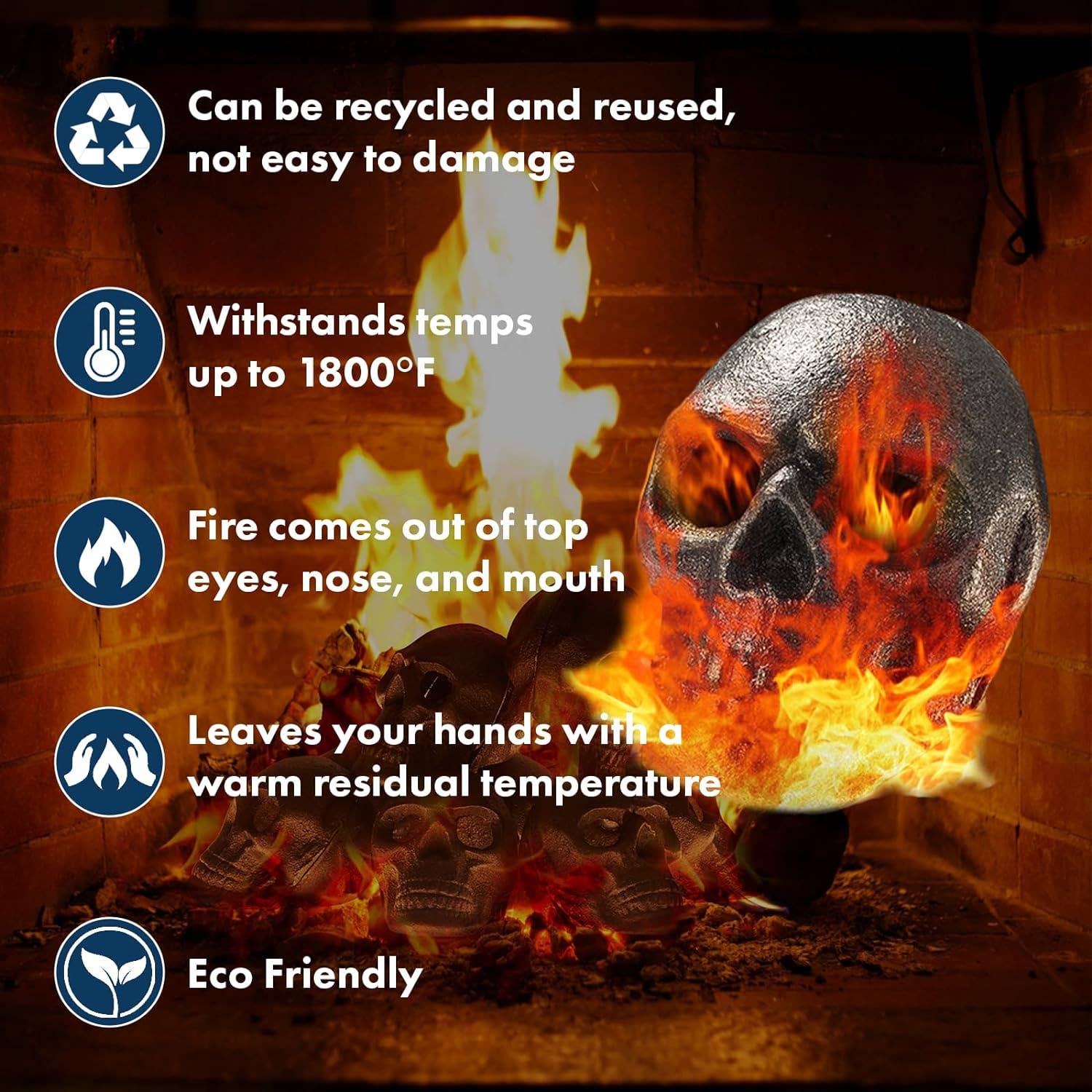 The Wine Savant /  Khen Glassware - Wholesale Fire Pit - Metal Fireproof Fire Pit Skulls | Set of 8 | Halloween, Fall1