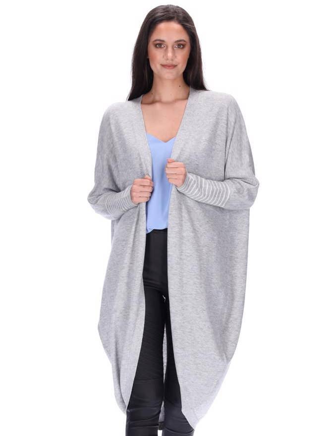 Grå Marle Merino Blend Cardi för wholesale av Augustine