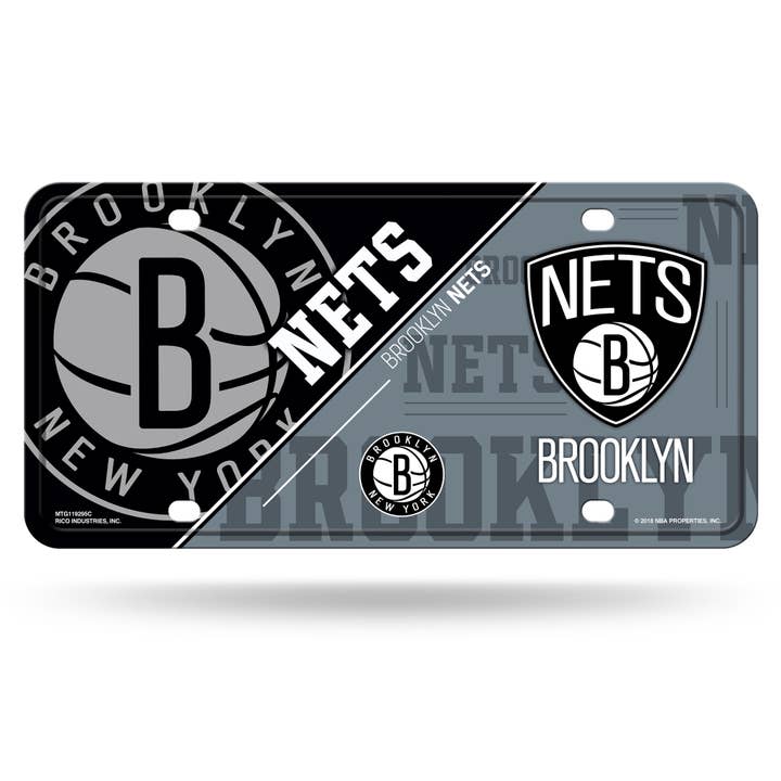 Étiquette en métal divisée des Brooklyn Nets de la NBA pour la vente par Rico Industries