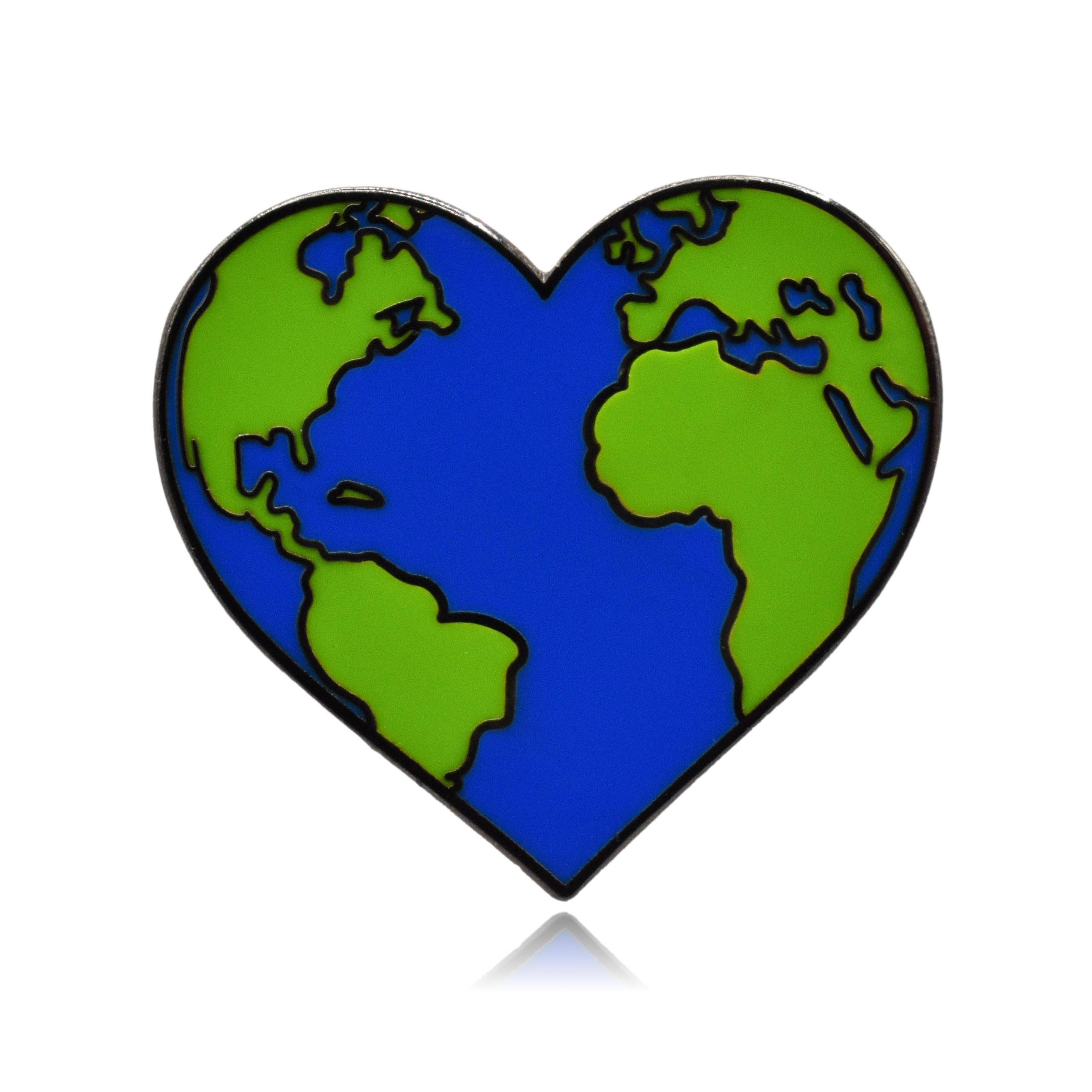 Clayton Jewelry Labs – wholesale Nål och knapp för kavajslag – Planet Earth hjärta hård emalj stift0