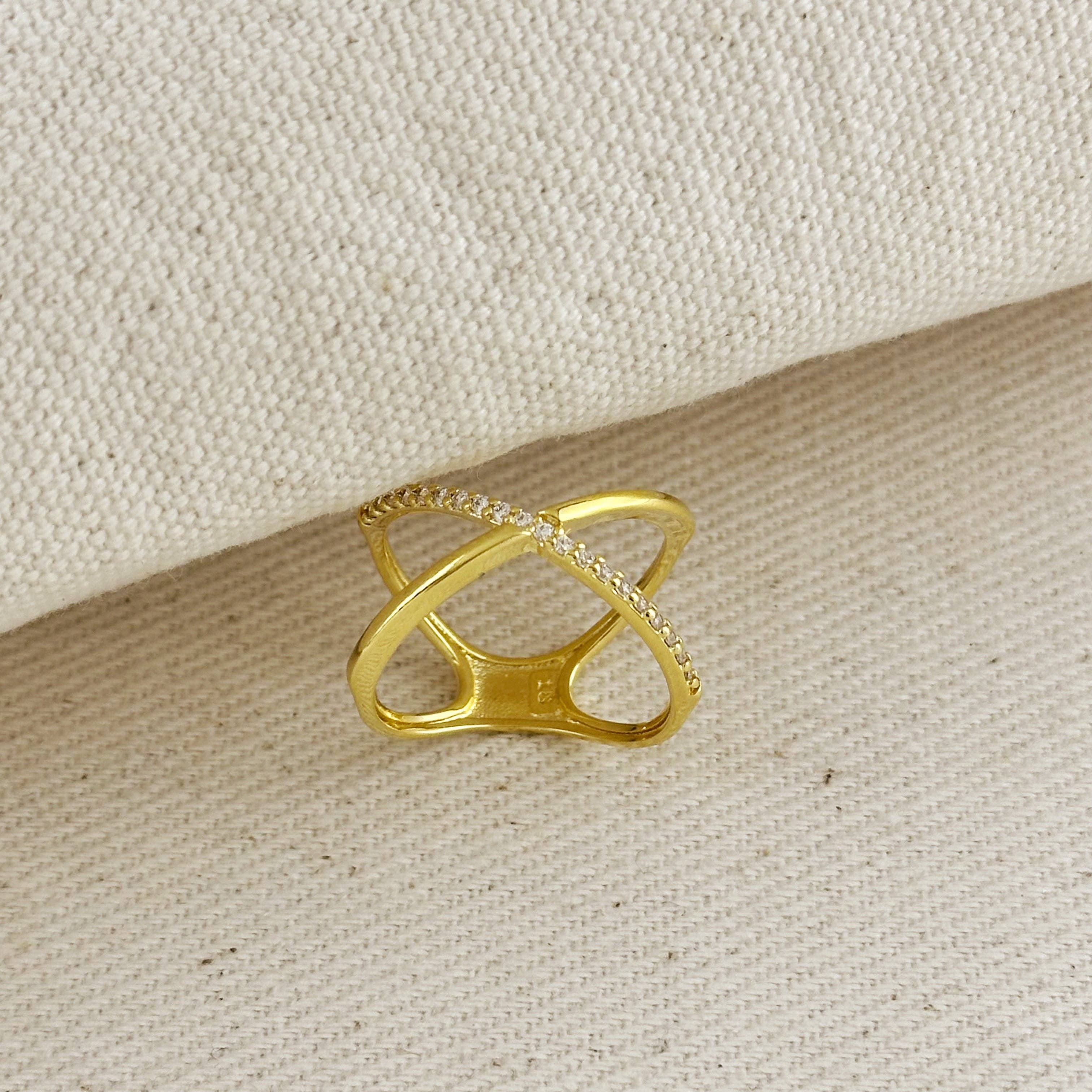 GoldFi – Großhandel Mehrsteinige Ringe – 18k vergoldeter X-Statement-Ring0