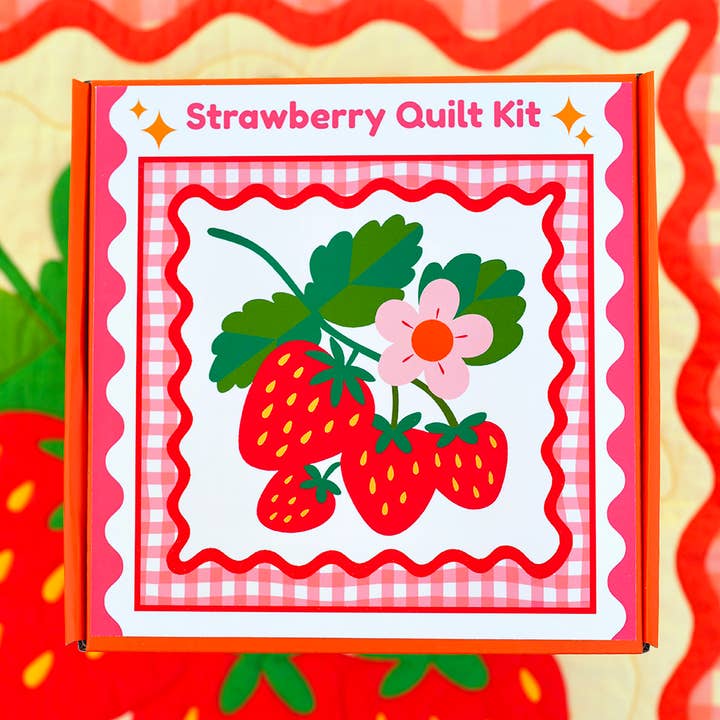 With Love by Kristy - Wholesale Craft Sewing Kit - Strawberry Whole Cloth Quilt Kit – Beginner Sewing Kit