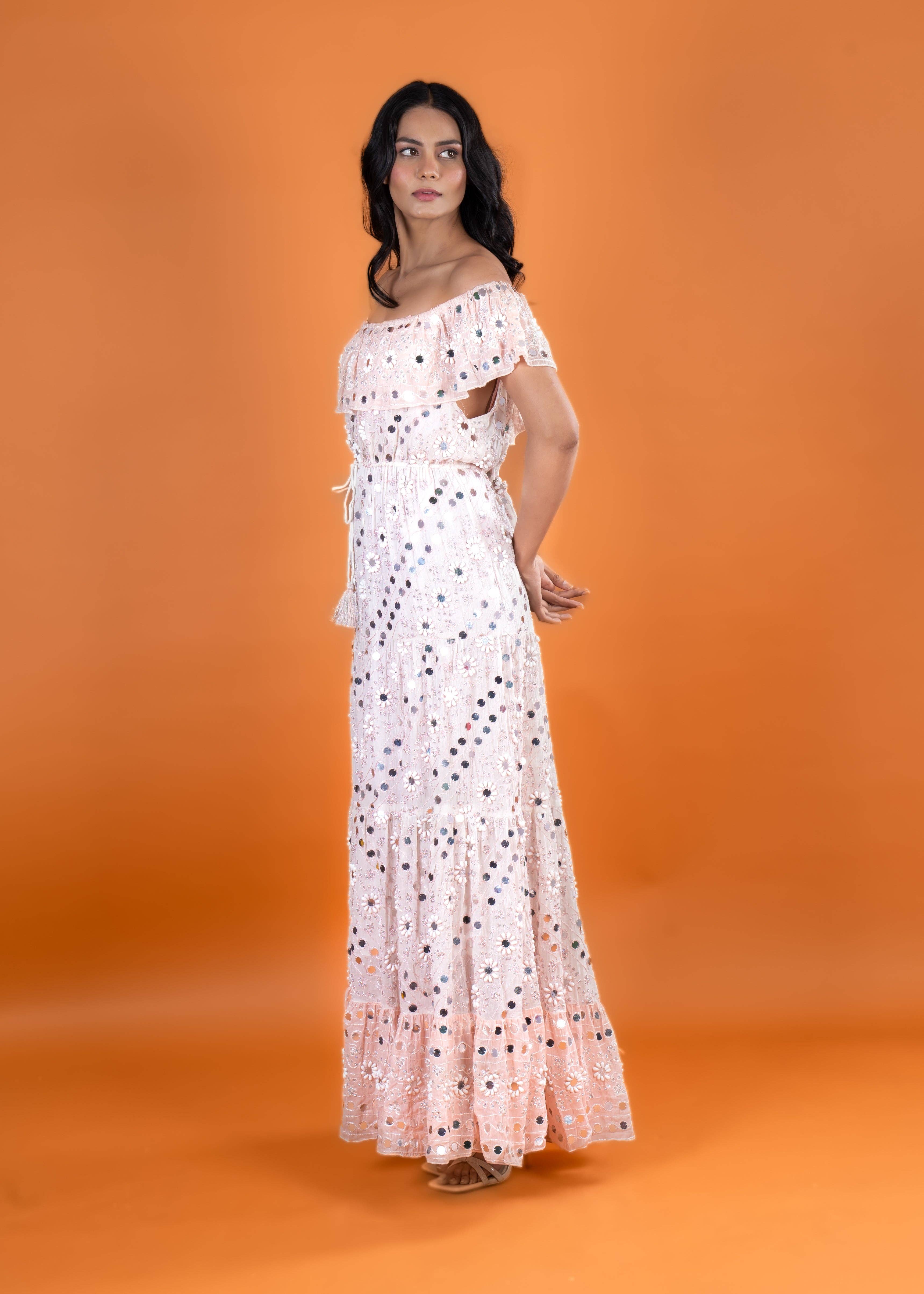 Anannasa Lifestyle - Wholesale Dress - Women's - ANGEL OFFSHOULDER  MAXI DRESS PEACH, lined10