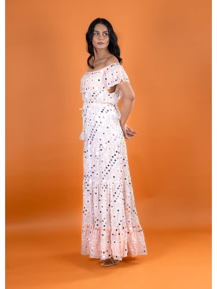 Anannasa Lifestyle - Wholesale Dress - Women's - ANGEL OFFSHOULDER MAXI DRESS PEACH, lined10