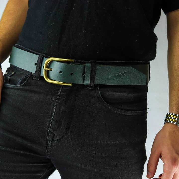 Handmade Leather Belt - Forest Green for wholesale by Naviatis