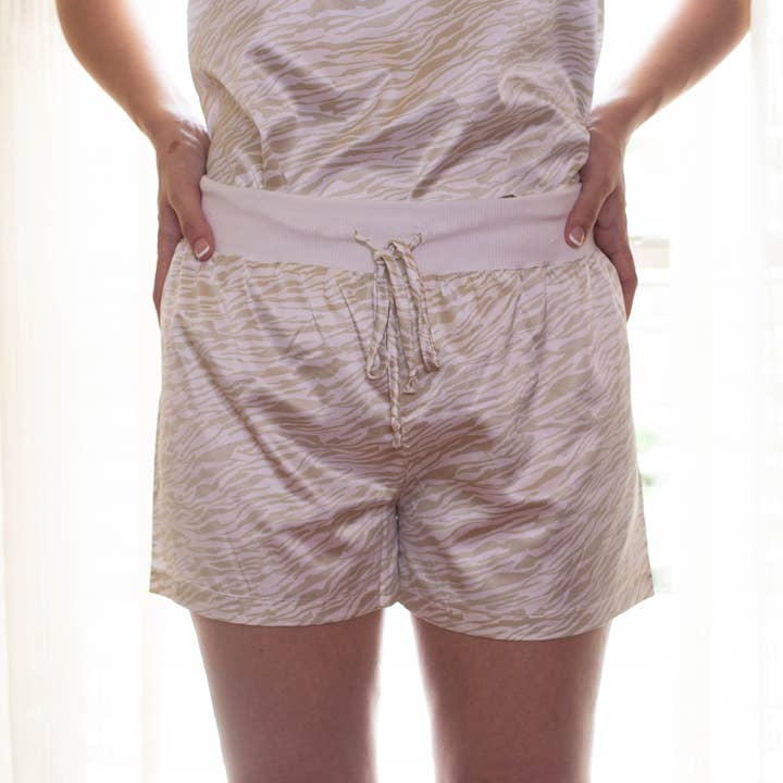 Tiger Stripe Slumber Shorts White/Shell -Asst. for wholesale by The Royal Standard