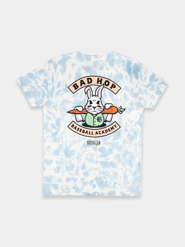 T-shirt Bad Hop Baseball Academy - tie-dye bleu pour la vente par Baseballism