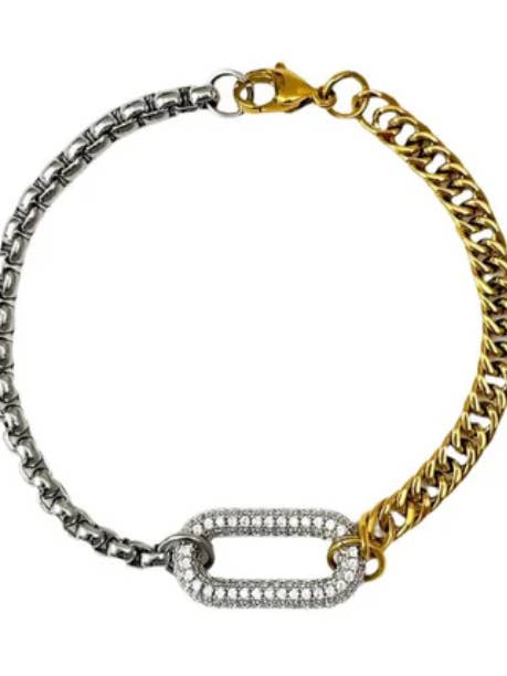 Tia- Pavé Zweifarbige Halskette mit gemischter Kette für den Großhandel von HoopLa