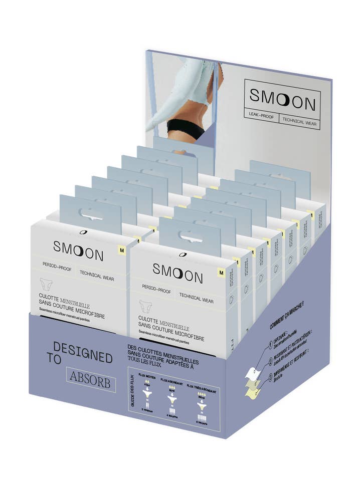 Smoon - Wholesale Period Underwear - Women's - Display 14 Adult Menstrual Panties - black multiflow0