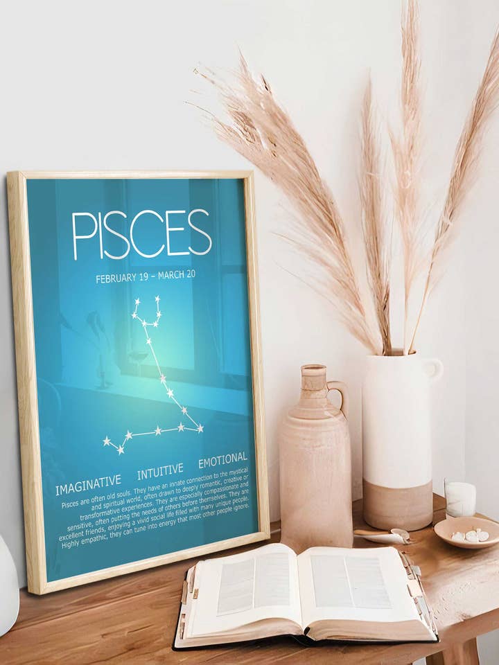 Colección de estampados artísticos del zodíaco Piscis, Aura Gradient Prints para venta al por mayor de DiviArts Studio