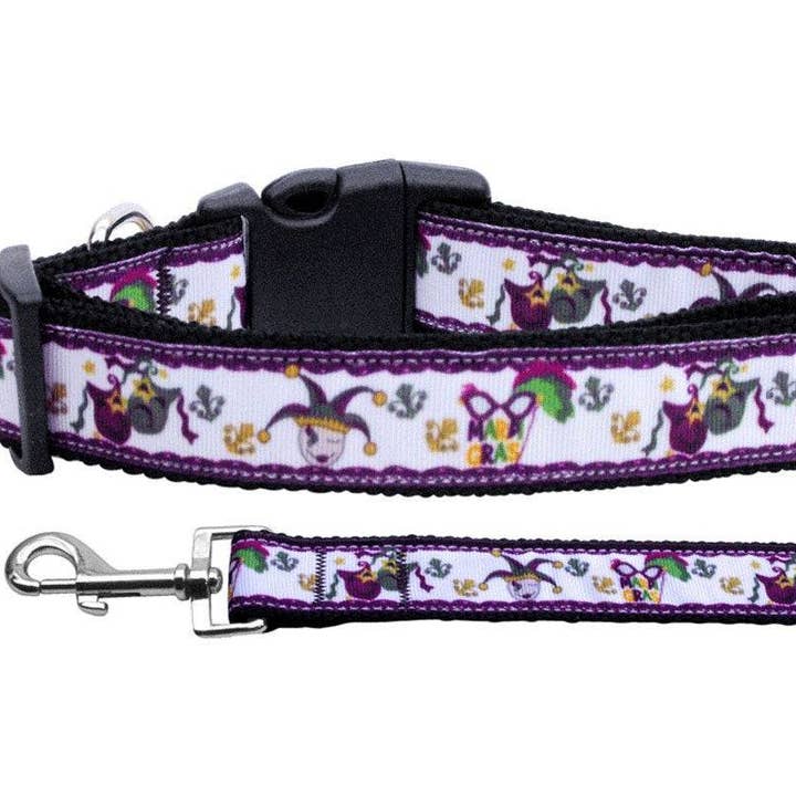 Pet Dog & Cat Nylon Collar or Leash, "Mardi Gras" for wholesale by American Leashworks