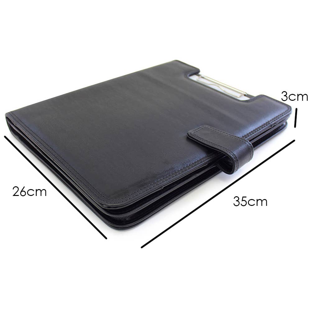 Powell Creative Products Ltd - Wholesale Clipboard - A4 Conference Folder Zipped with Notepad Clipboard Black PU2