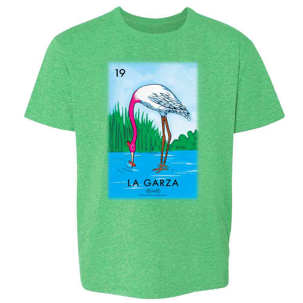 Pop Threads - Wholesale Screen Printed T-Shirt - Kids - La Garza Heron Loteria Card Mexican Bingo Kids & Youth Tee8