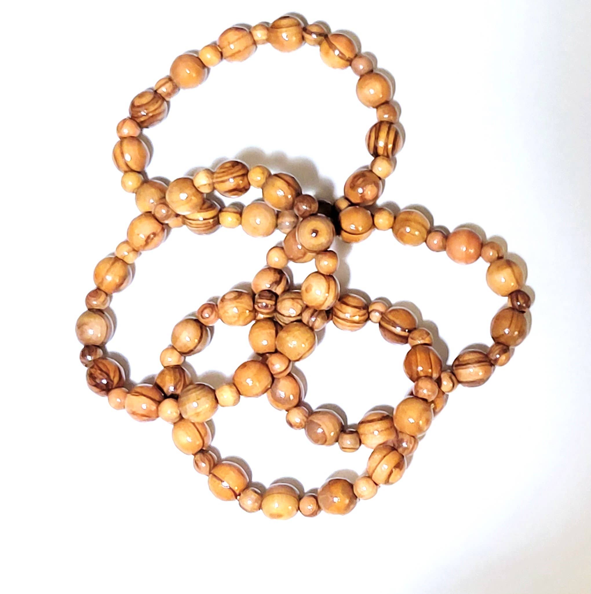 Eclectic Woodchuck - Wholesale Beaded Bracelet - Olive Wood Bead Stretch Bracelet1