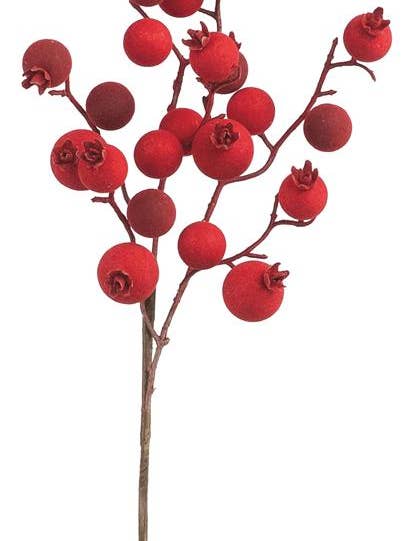 Flocked Berry Pick, 17", Tt Red for wholesale by Select Artificials, Inc.