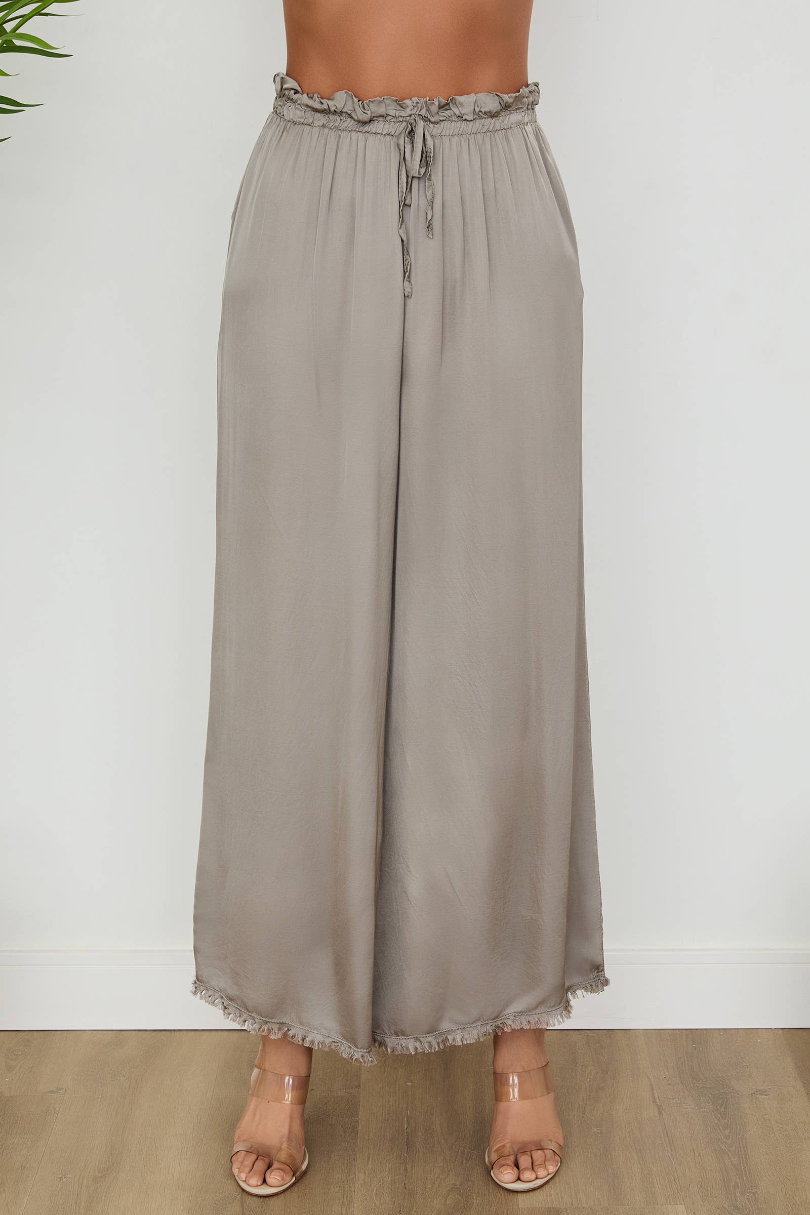 VENTI6 - Vendita all'ingrosso Pantalone - Donna - PANTALONI A GAMBA LARGA CON ORLO A FRANGE IN SETA ITALIANA (6109)26