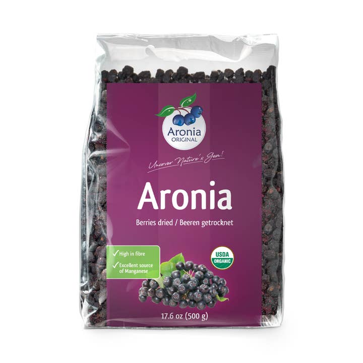 Organic Aronia Berries Dried 17.6 oz (500 g) for wholesale by J&J Aronia