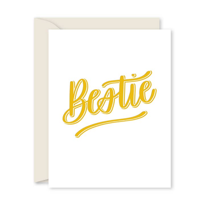 Bestie Letterpress Greeting Card for wholesale by Nonpareil Paperie