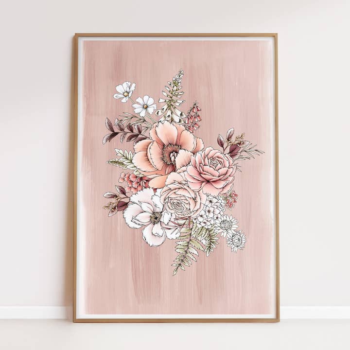 Latte Peony Artprint for wholesale by Typoflora