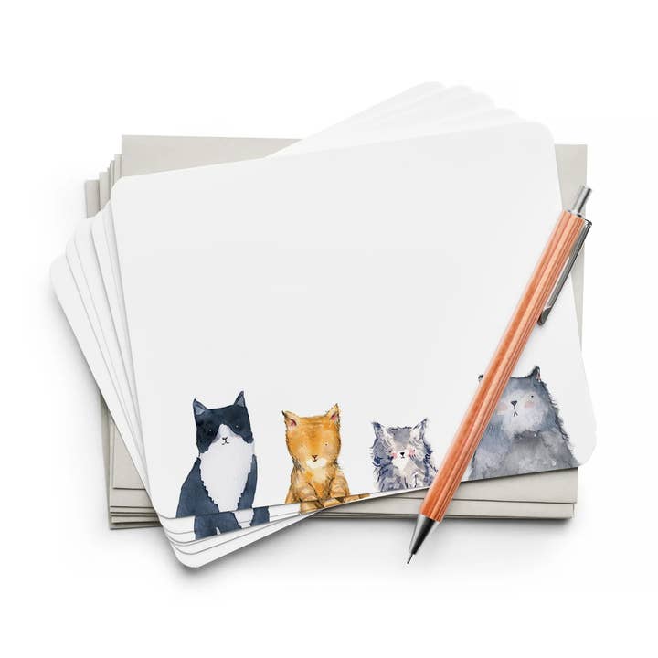 E. Frances Paper - Wholesale Stationery/Notecard Set - Cat's Meow Flat Note (Boxed Set of 8) Stationery Set