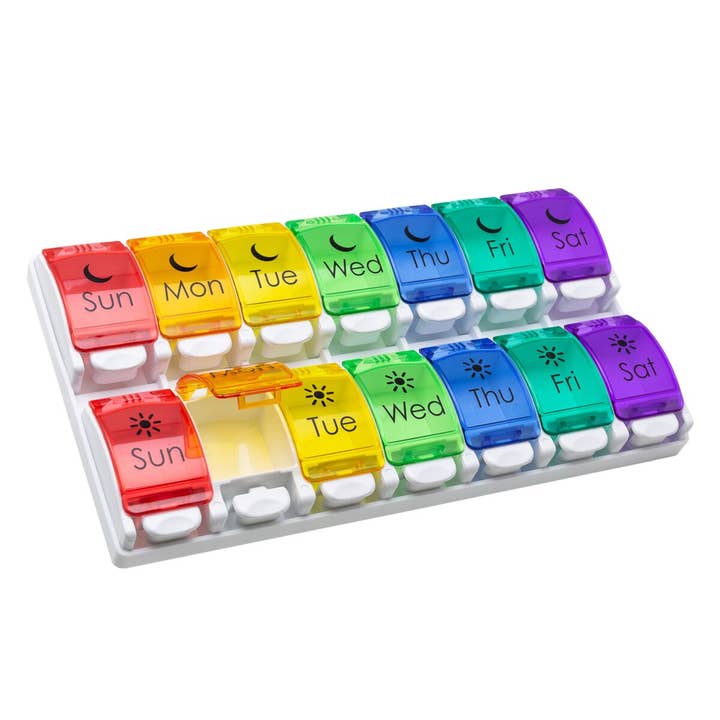 Ezy Dose® Rainbow Weekly 2x/Day Pill Planner for wholesale by Apothecary Products LLC