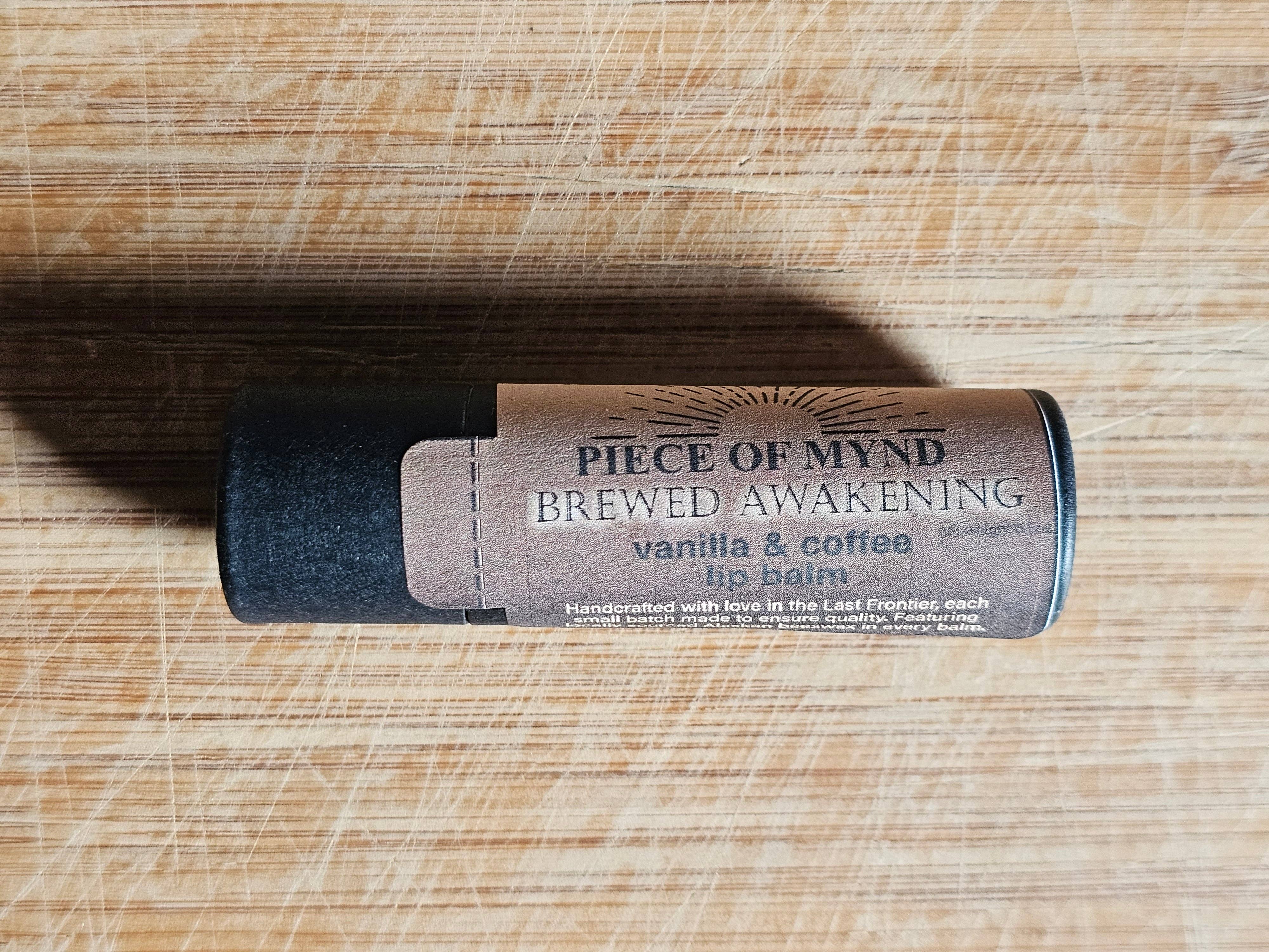 Piece of Mynd - Wholesale Lip Balm - Brewed Awakening | Coffee Infused Lip Balm | Vanilla + Coffee0